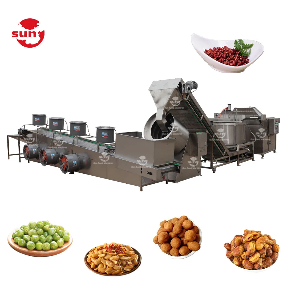Automatic nut frying processing line peanut nuts deep groundnut frying banana chips machine cashew nut corn fryer machine