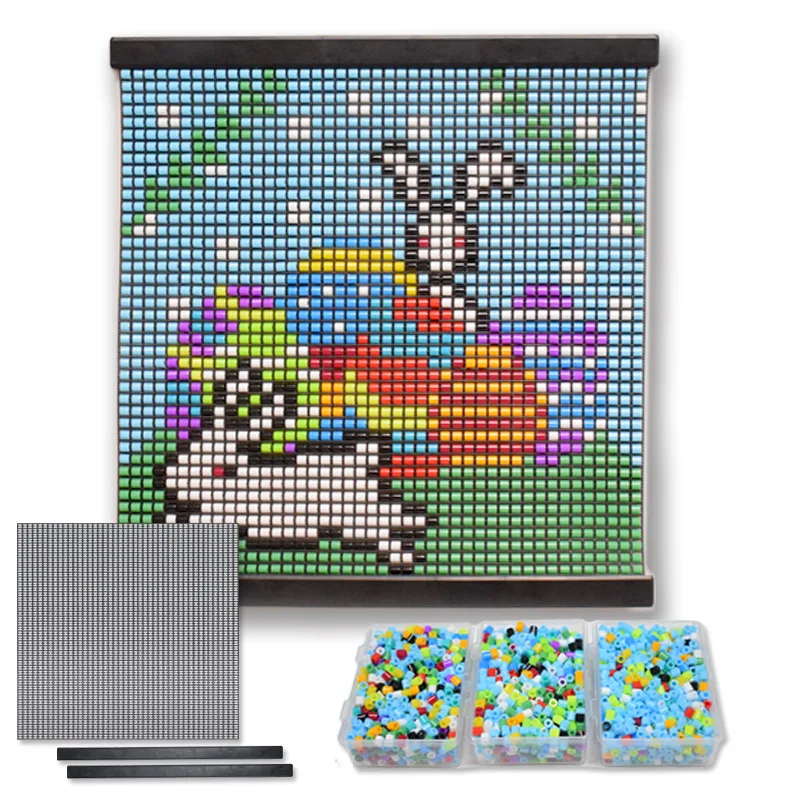 Wholesale Fuse Beads Without Ironing Handmade Mesh Canvas Wall Painting Snappix Bead Craft Kit