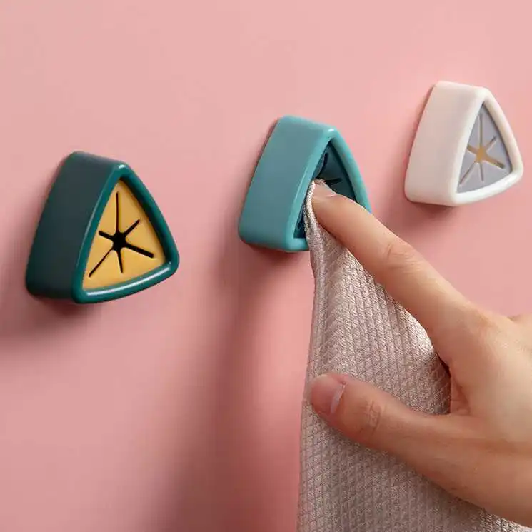 DS1471 Kitchen Rag Dishcloth Clip Organizer Adhesive Towel Plug Holder Wall Mounted Punch Free Towel Storage Racks Hanger Hook