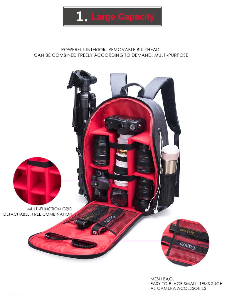 Digital Gear Camera Bags Photography Waterproof Shockproof Camera Shoulder Backpack Bag