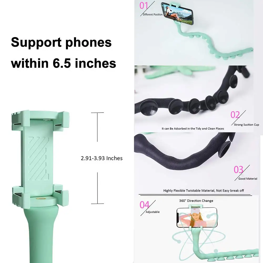 Laudtec Bracket Suckers Uchwyt, Creative Cute Flexible Rotation Lazy Worm Shaped Phone Holder/