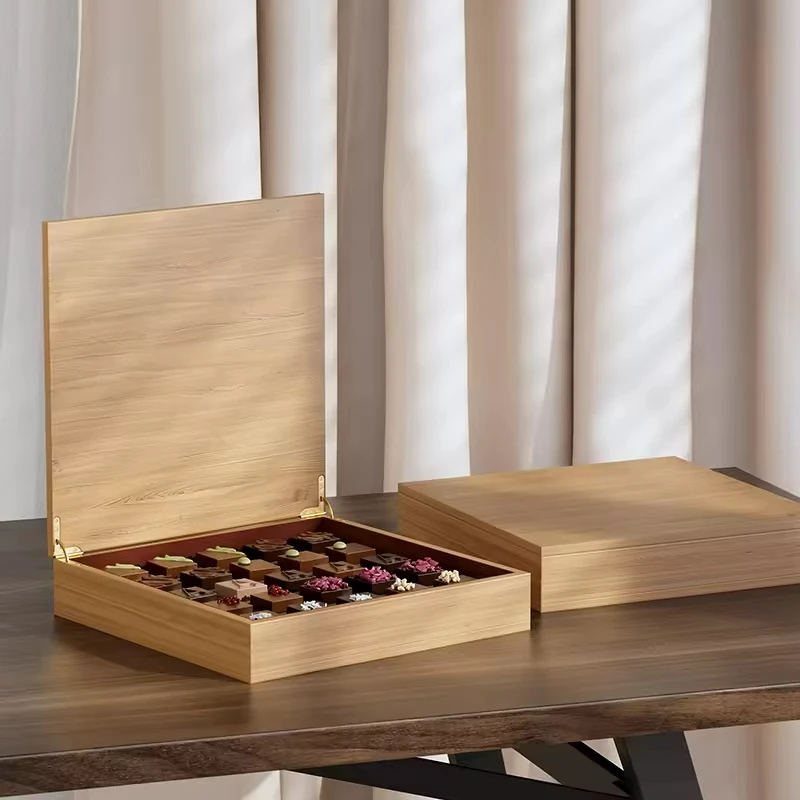 Custom wooden food packaging box kat albaskoot Halva pastry / Halva cake chocolate biscuit Date box case for arab Islam