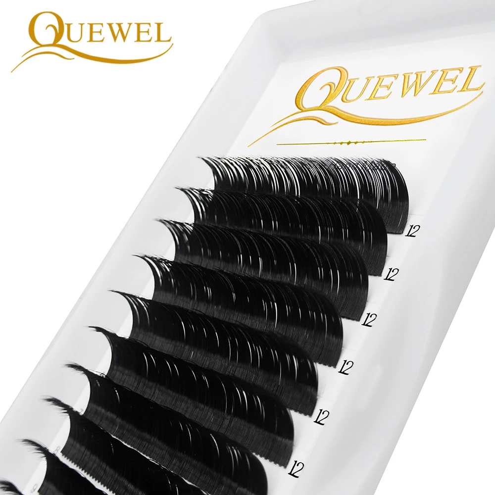 Custom Private Label Custom Box Wholesale Price 6-20mm Quewel Silk/PBT Synthetic Eyelash Extension