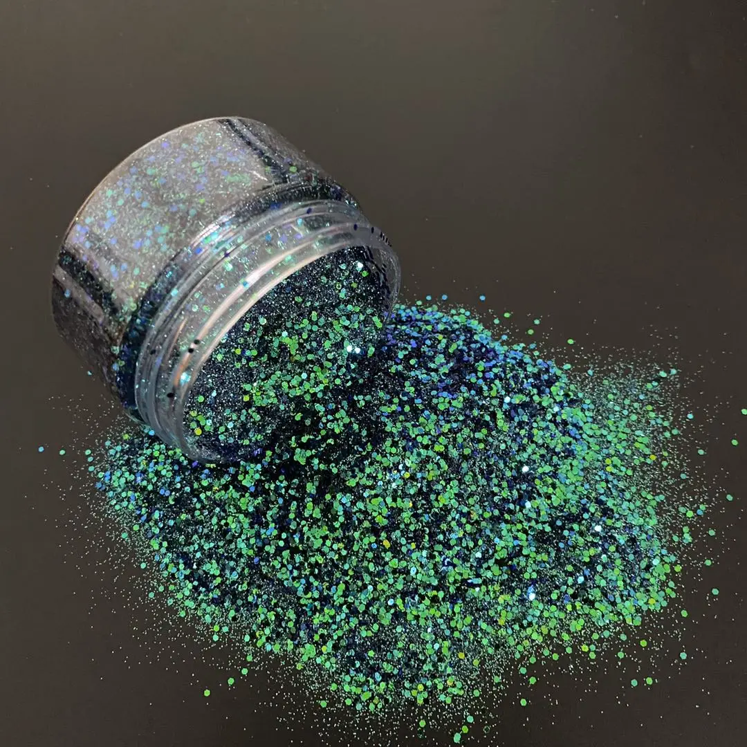 Мелкий блестящий клей из полиэстера для косметики оптом, мелкий смешанный Блеск для ногтей хамелеон