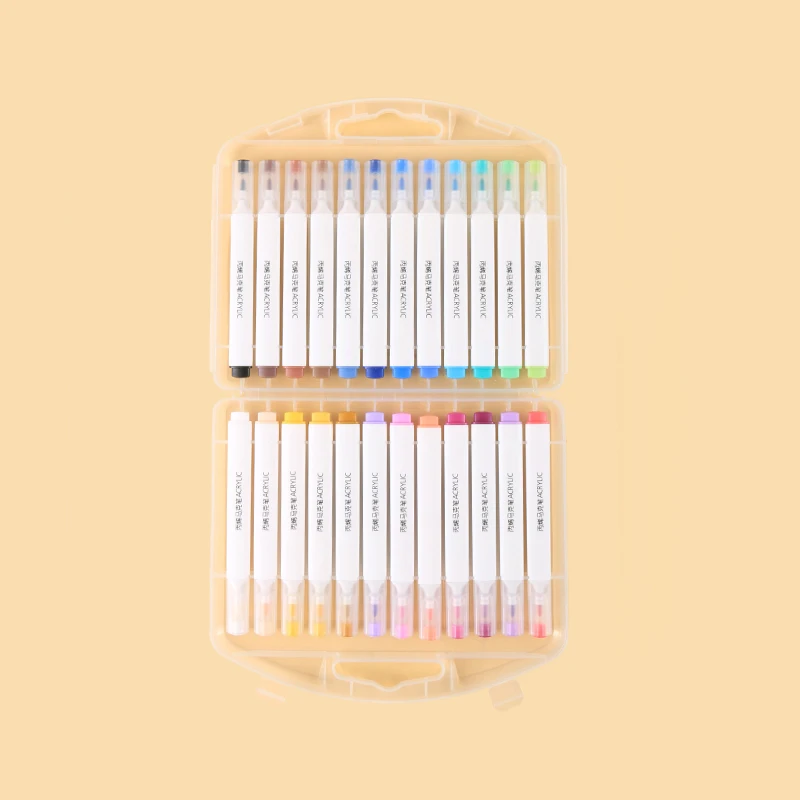 Giorgione High Quality 12 colors Basic Acrylic Marker Pen Set Soft Brush Alcohol Brush Pens With Plastic box packaging