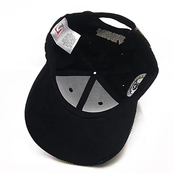 Высококачественная Стильная черная Спортивная Кепка Gorras с золотой вышивкой мужская бейсбольная кепка логотипом на заказ 6 панелей