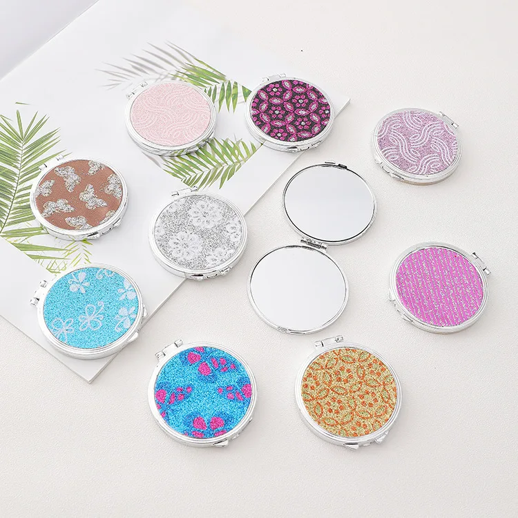Custom Print Logo modern Cute Acrylic Pocket Round Mini portable metal Make Up Hand Mirror For Makeup Small Vanity Mirror