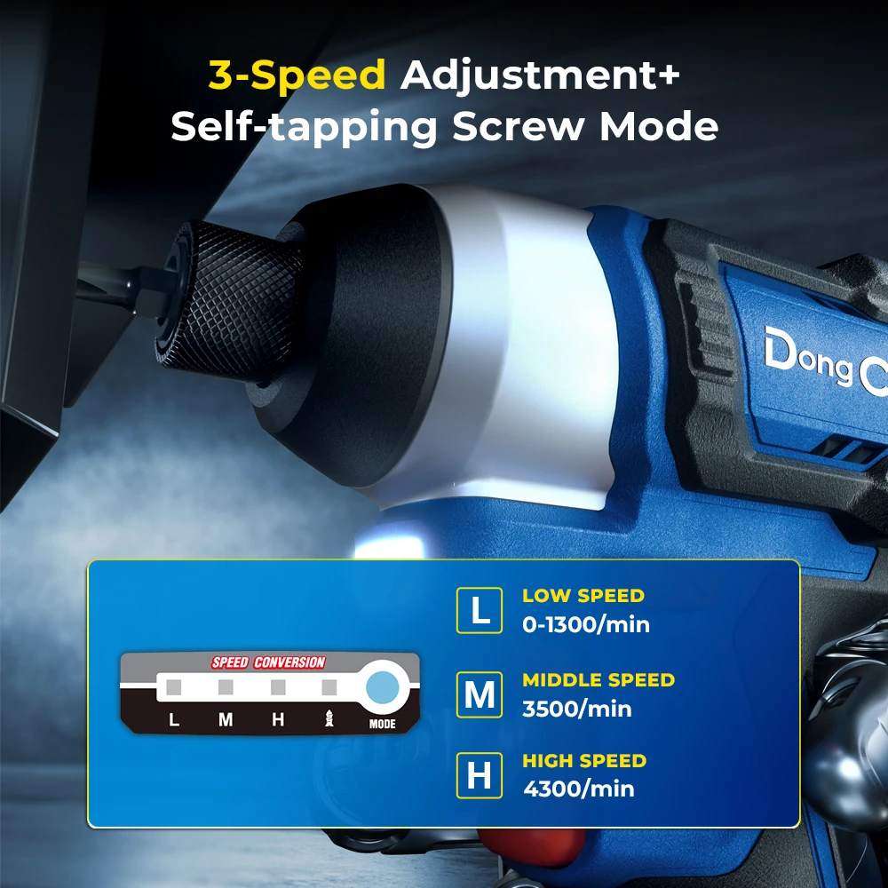 DongCheng Electric Tools 20V 165N.m Torque Brushless Motor 3-speed Cordless Impact Screw Driver