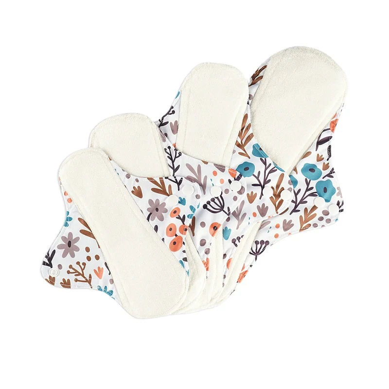 Moramona 4 шт. в лоте; Многоразовые тканевые менструальная пусковая площадка моющиеся тяжелый ночь I Love Mama Ткань гигиенические прокладки для салфеток