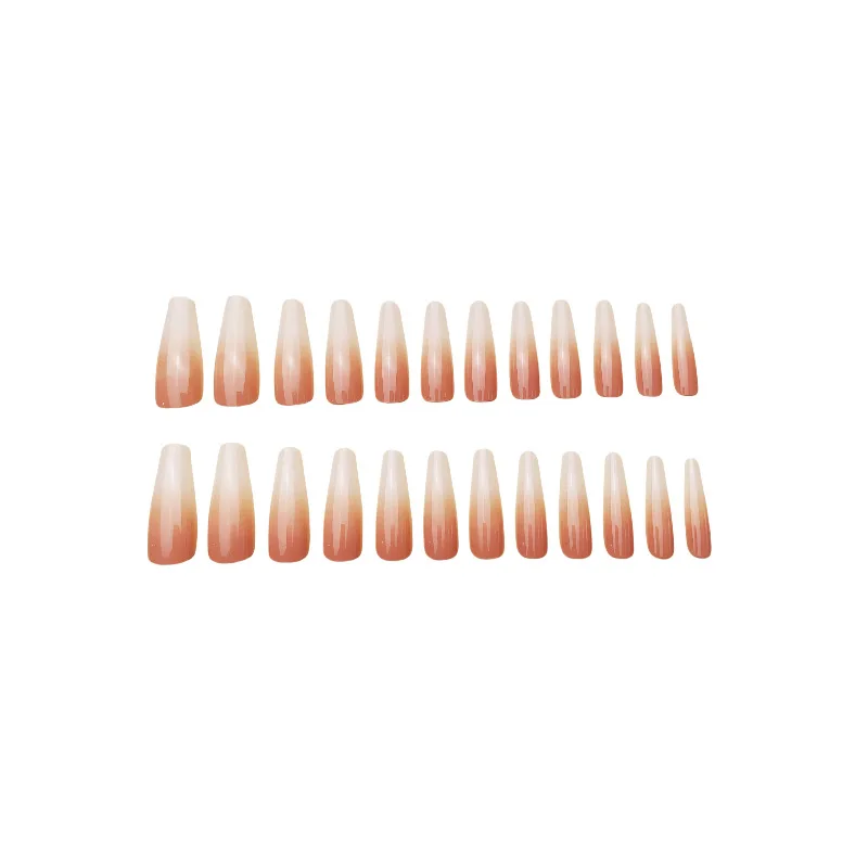Wholesale 24-Piece Premium Touch Jelly White Gradient Pop Nude Nail Tip French Style Press-On False Nail Super Long Ballet Nail