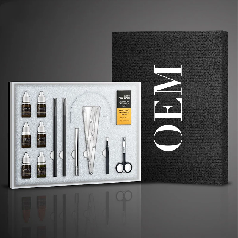 Semi permanent makeup microblading starter kit with tools pigment cream microblading kit for academy microblading set