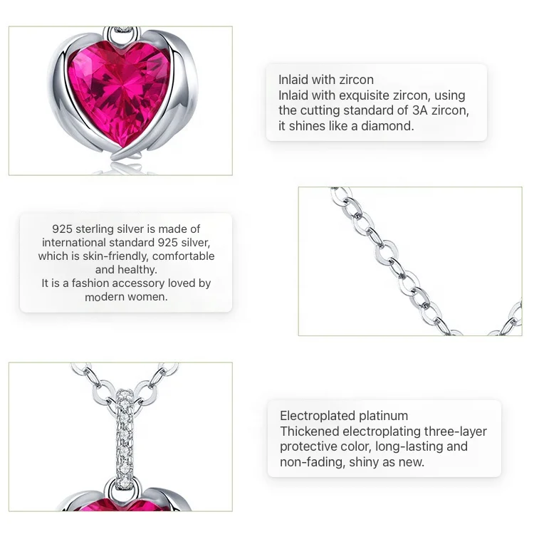 Original Factory Direct Sales S925 Sterling Silver Two-Piece Set Earrings and Necklace with Red Zircon Gold Plated