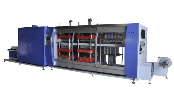 3 station servo drive forming full automatic thermoforming machine for  pp pet lunchbox fruit box making