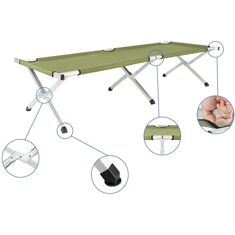 Martindale Test Passed Lightweight Aluminum Outdoor Folding Camping Beds Foldable Cot For Sale
