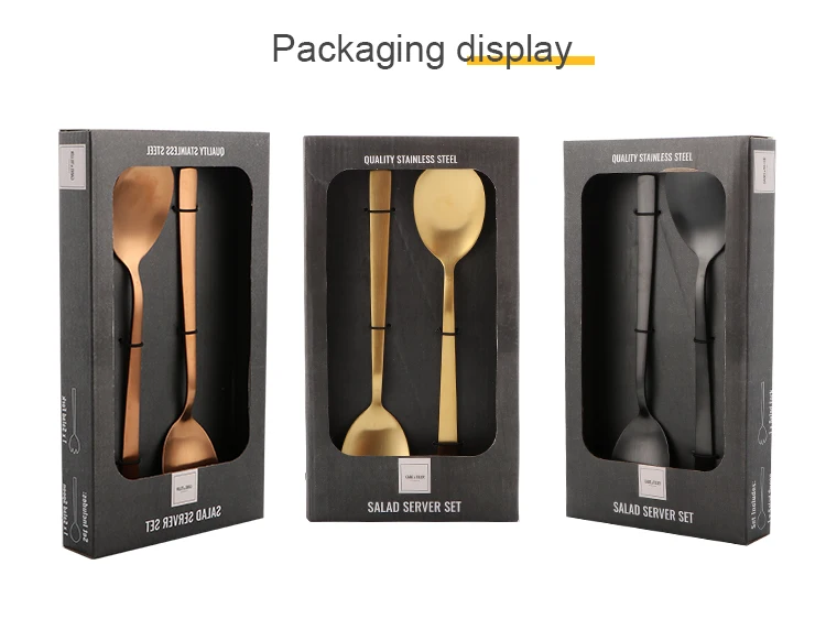 New Arrival wedding stainless steel PVD salad spoon and fork salad knife flatware cutlery  serving utensils too salad server set