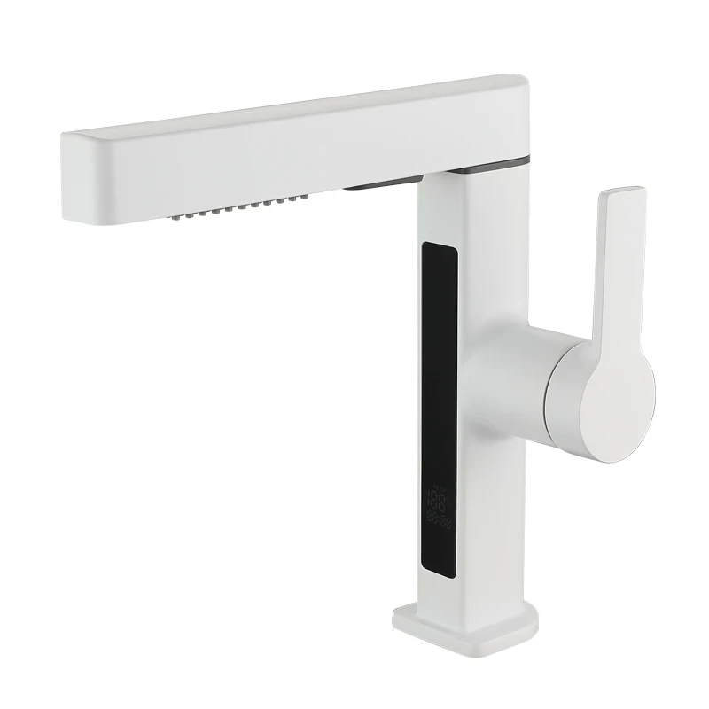 Intelligent Digital Display Faucet Household Washbasin Rotating Handle Adjustable Temperature Display Cold And Hot Faucet