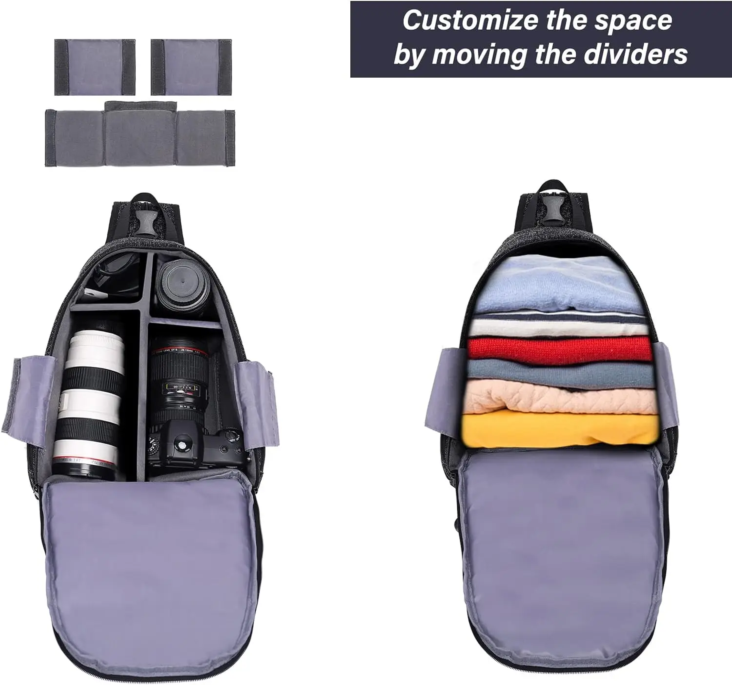 Camera Bag Sling Backpack, DSLR/SLR/Mirrorless Photography Waterproof Camera Case Crossbody Shoulder Bag with Tripod Holder