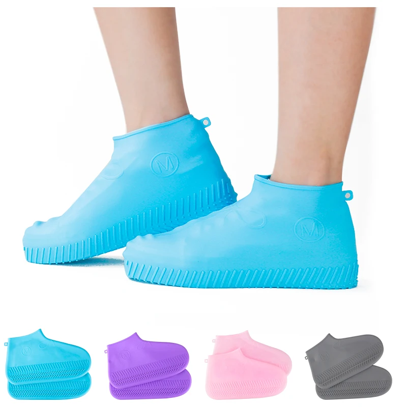Reusable waterproof silicone rain shoes covers foldable and wearable rain boots