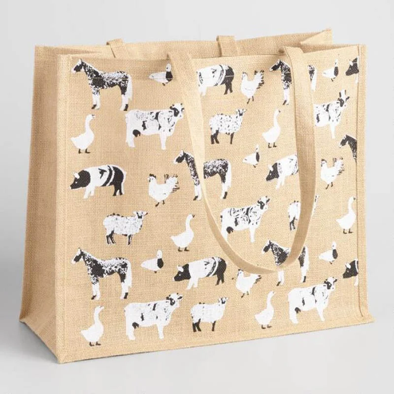 Eco friendly Natural Jute Beach Bag Printing Custom Burlap Shopping Bag Eco Friendly Hemp Tote Bag for Promotional Gift