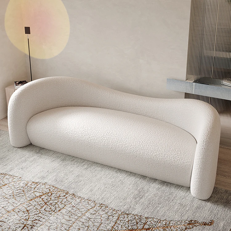 Light luxury lamb velvet net red curved home living room small apartment Nordic modern minimalist fabric sofa