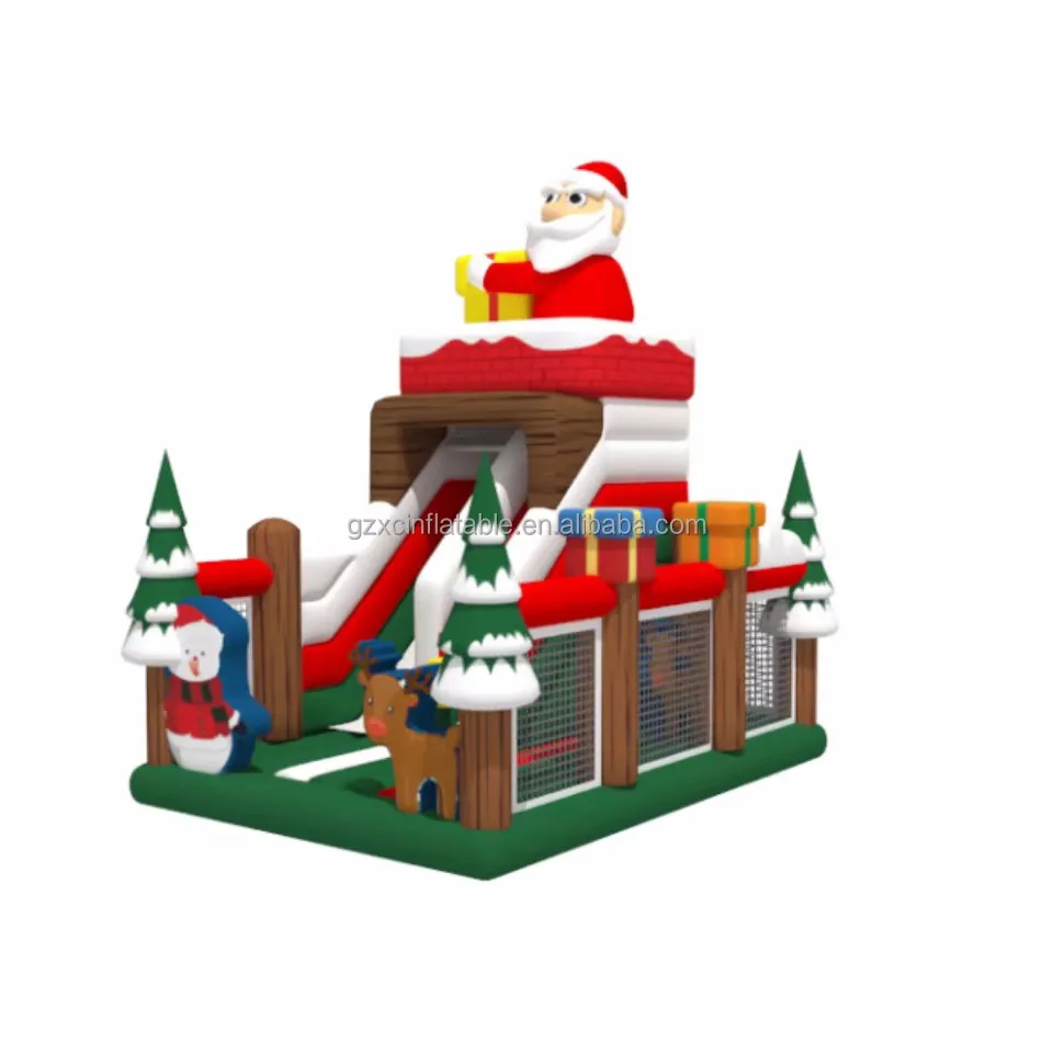 Christmas Theme Inflatable Bounce House Jumping Bouncy Castle House Jumper Bouncer With Slide