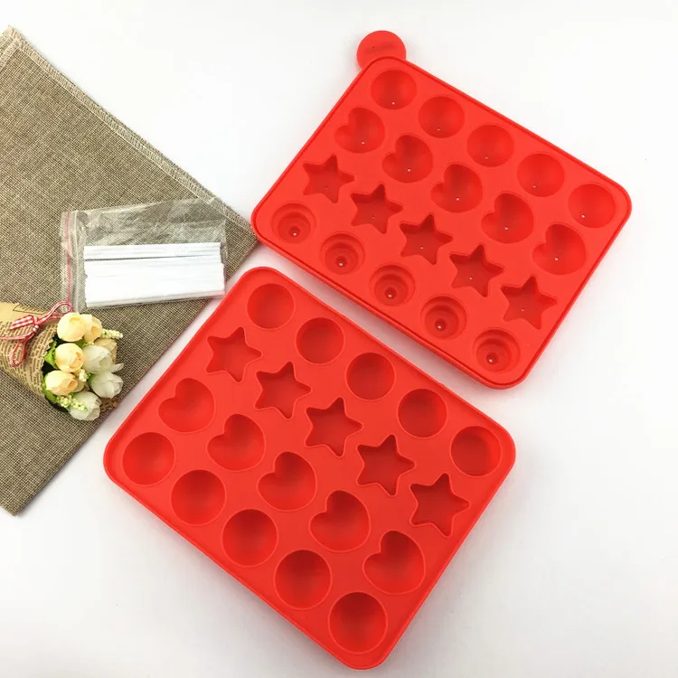 20 Cavity Half Circle 3D Magic Pop Hard Candy Sucker Gummy Silicone Lollipop Mold