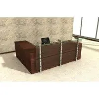 KL-RT018 modern high quality factory directly sell green material customized veneer office reception table front counter OEM