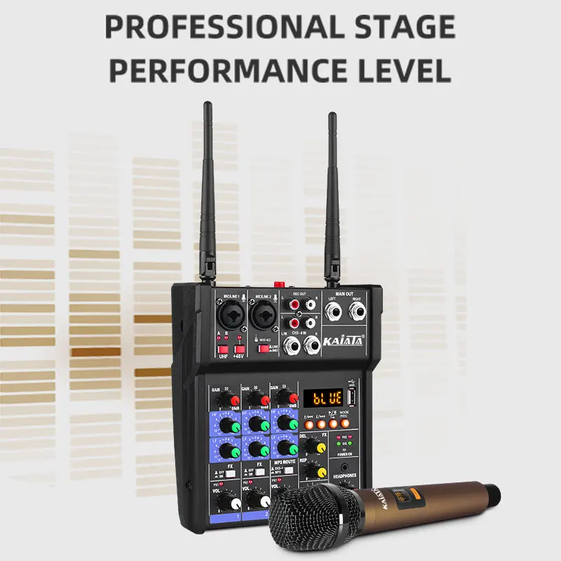 KAIKA G4- M1-6 микшерная консоль со встроенным UHF Беспроводной Microfono 2 в одном комплекте маленький 4-канальный караоке-микшер микрофон
