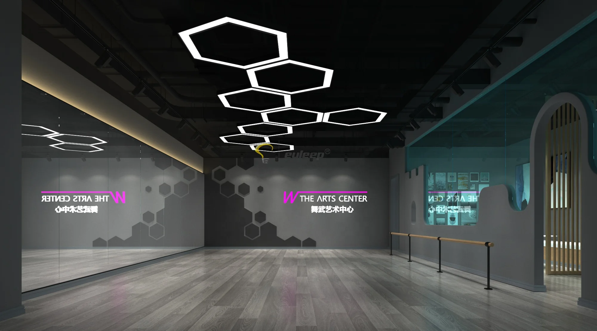 40w 4000k modern hexagon led linear light black ceiling pendant light for indoor lamp