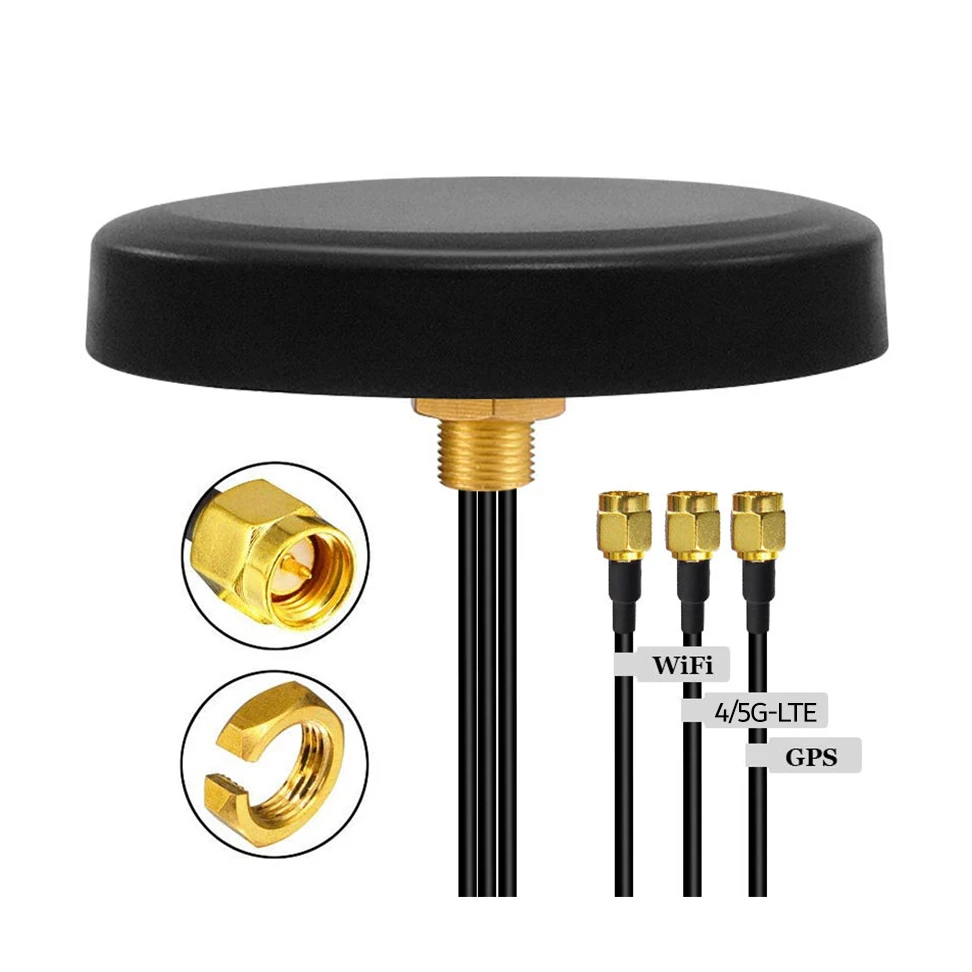 High Quality Compact 3 in1 Combo Wi-Fi Screw Mount Antenna 80mm with RG174 Cable for Outdoor Cabinet Application