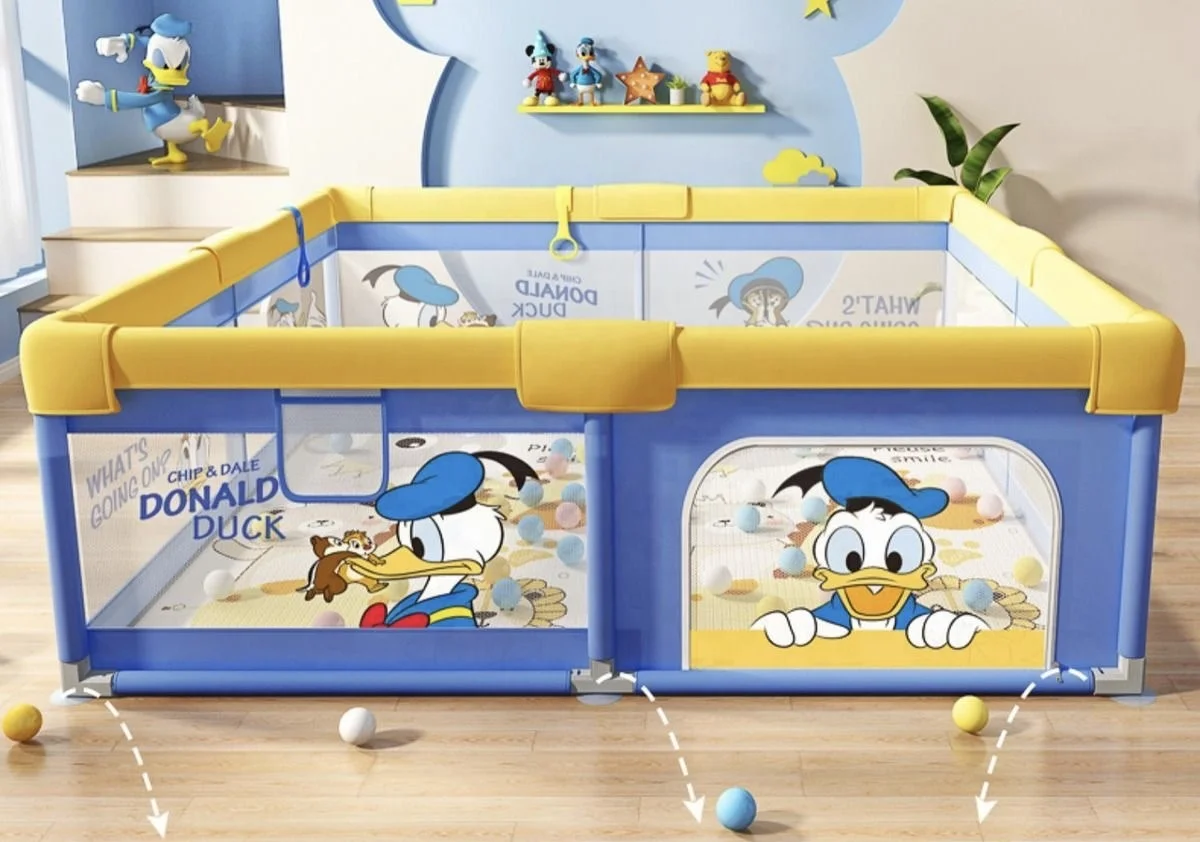 150*180cm Donald Park Children Square Reinforced Safety Fence Mat Play Yard Foldable Fabric Infant Indoor Playpen