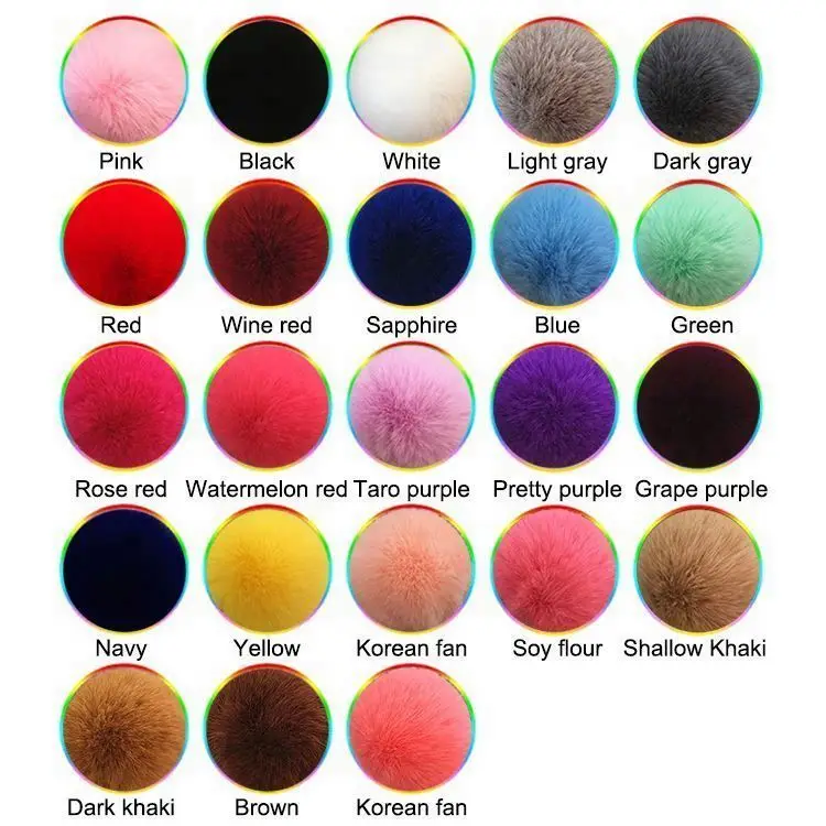 Furry Puff Ball Faux Rabbit Pink Fur Ball Pom Pom Keychain For Women And Girls