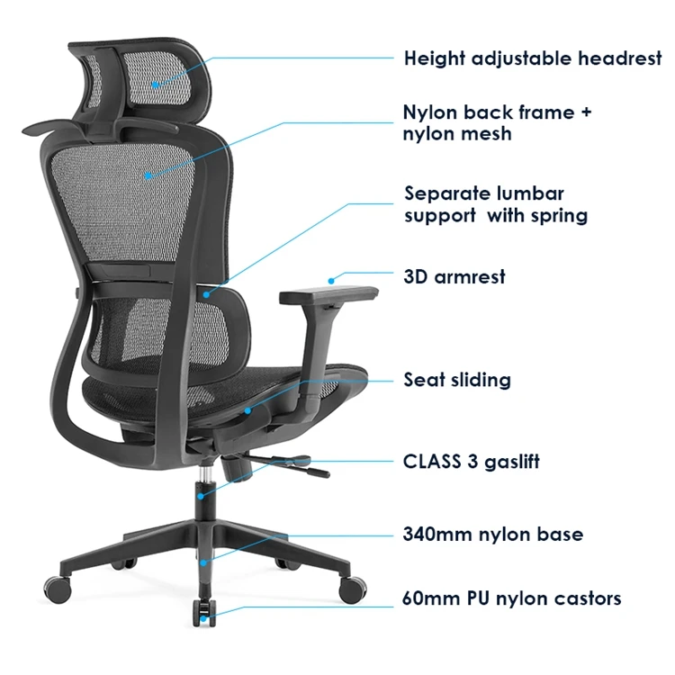 Luxury Silla De Oficina High Quality Office Furniture High Back Full Mesh Ergonomic Big And Tall Office chair