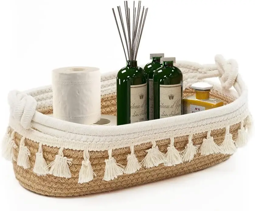 Natural Cotton Rope Woven Storage Baskets for Baby Nursery Cat Dog Toys Basket Bathroom Organizer