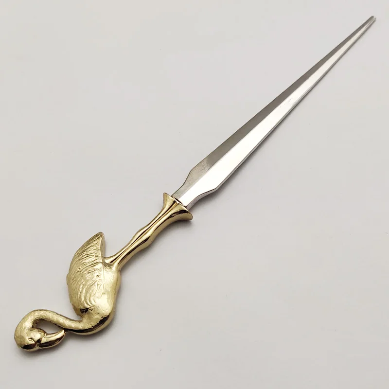 
Novelty gold metal trapical flamingo decorative letter opener 