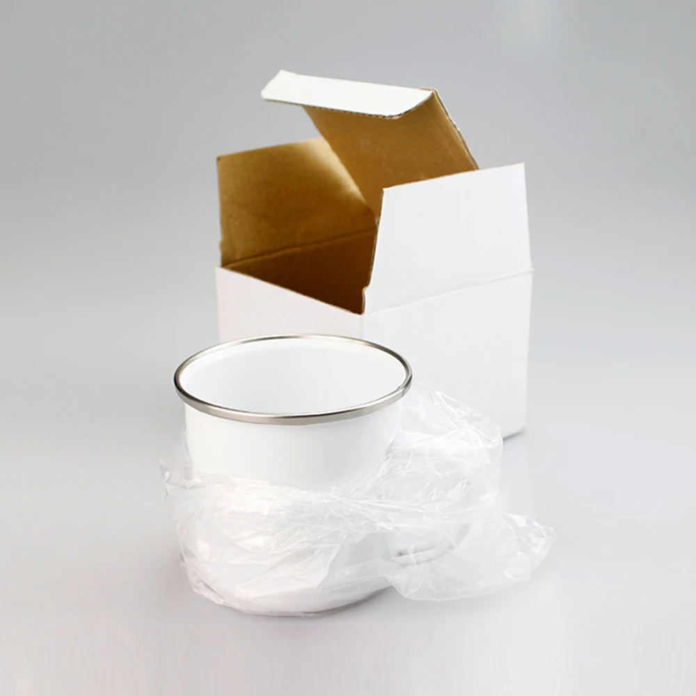 Белая керамическая Заказная сублимационная пустая эмалированная металлическая походная кружка