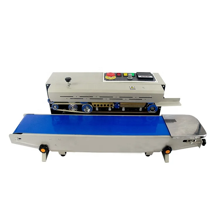 Better Quality Tabletop continuous film plastic bag sealing machine with expiry date embossing/band sealer machine