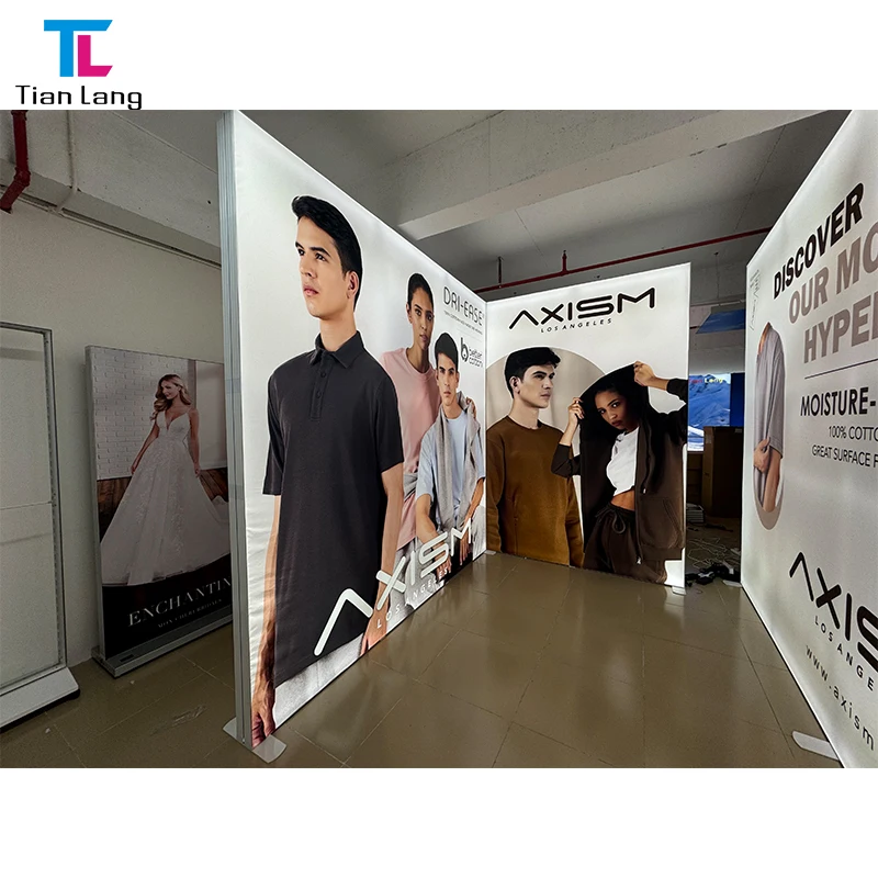 Durable Advertising Equipment 20x8ft Aluminum Frame SEG Fabric LED Display Stand Wall Backlit Trade Show Booth Modular Lightbox