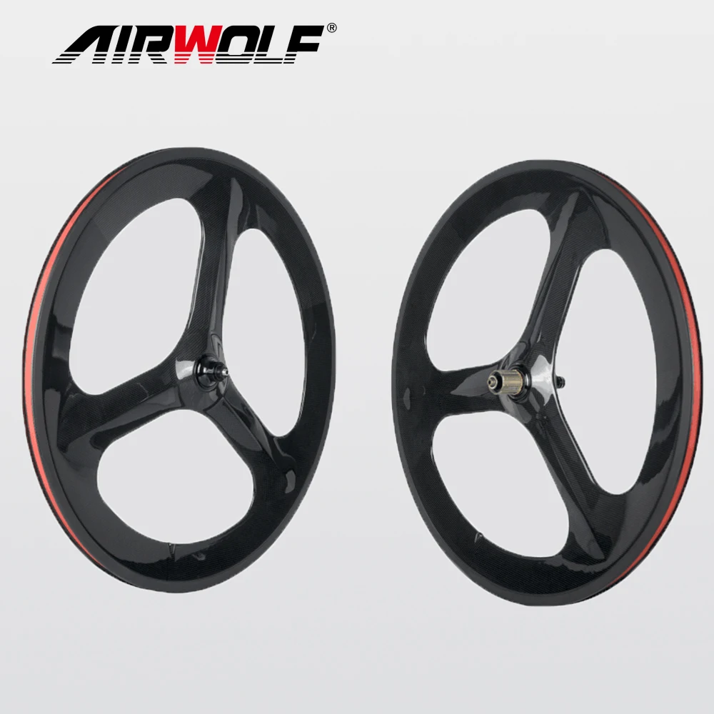 700C carbon wheelset 65mm Tri spoke road wheel,Clincher/Tubular with 23mm width 3 spoke carbon bike wheels