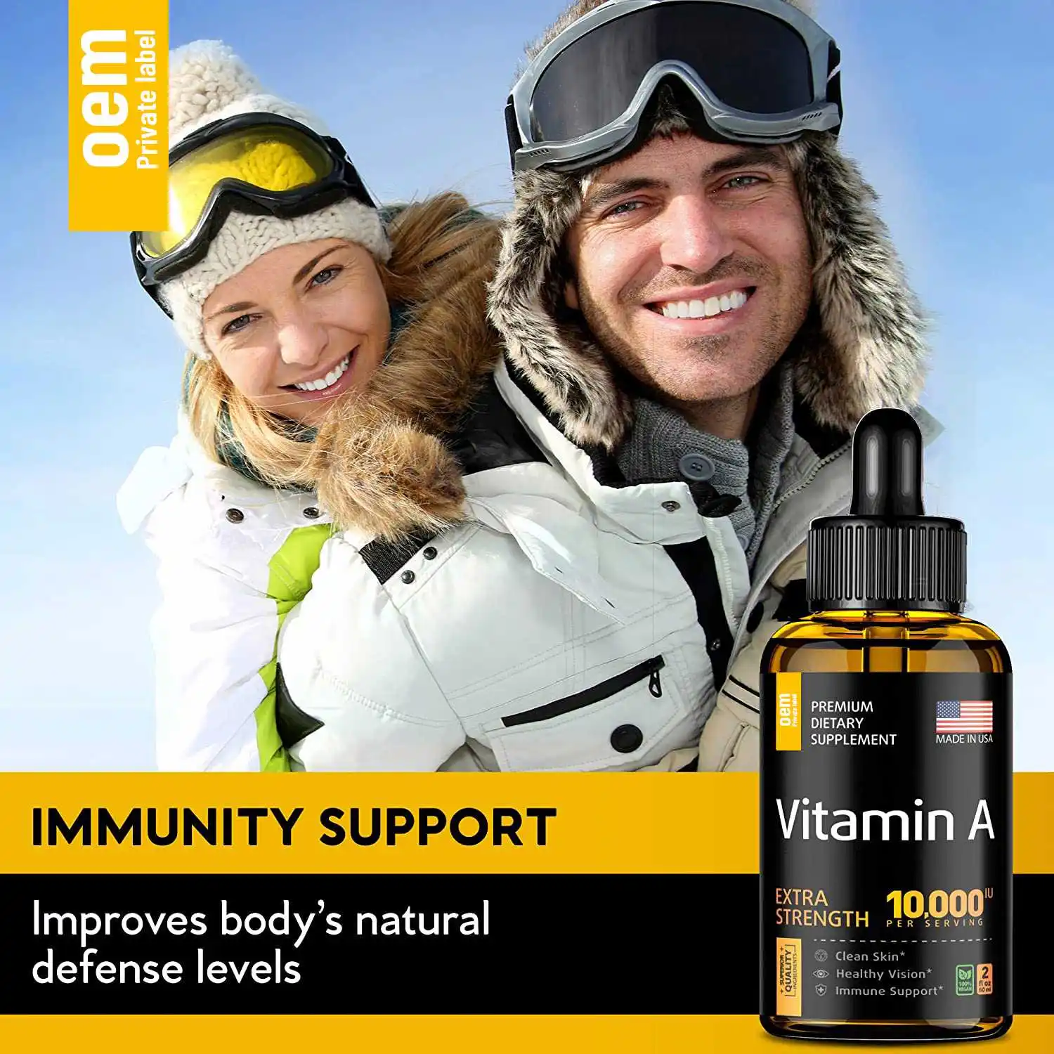 OEM Vitamin A Liquid Vitamin A Drops Immune Support Multivitamin Vitamin A Palmitate Beta Carotene Drops Eye & Immune Support