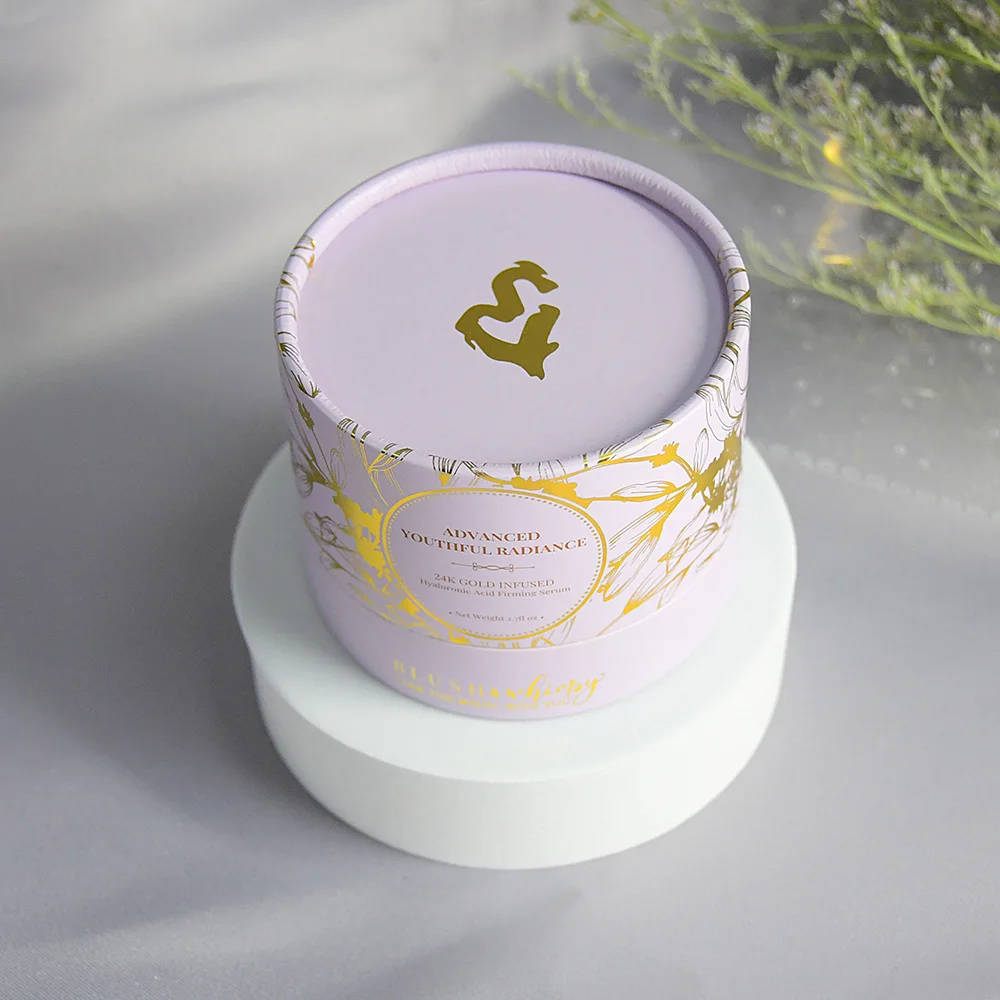 Customized eco friendly Rigid Cardboard Gift Paper Packaging white Round Tube Cylinder Honey Box With EVA Foam Insert