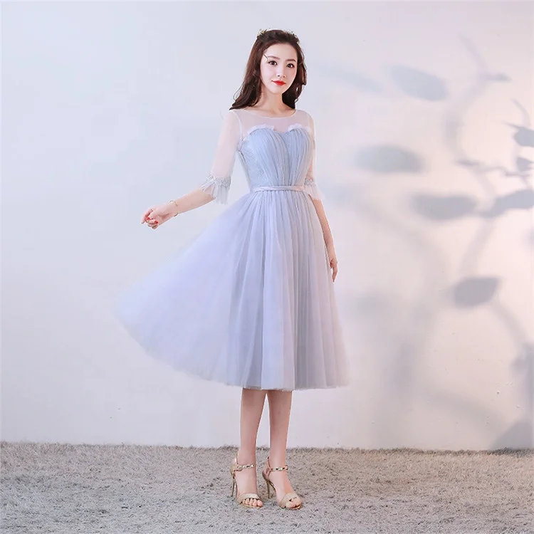 cheap high quality New Fashion Net Mesh Polyester Chiffon Bridesmaids Dress