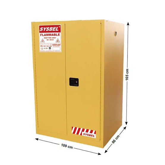 SYSBEL FM CE Approved 90 Gal 2 Door Fireproof Flammable Chemical Liquid Safety Storage Cabinet for Laboratory and Industry