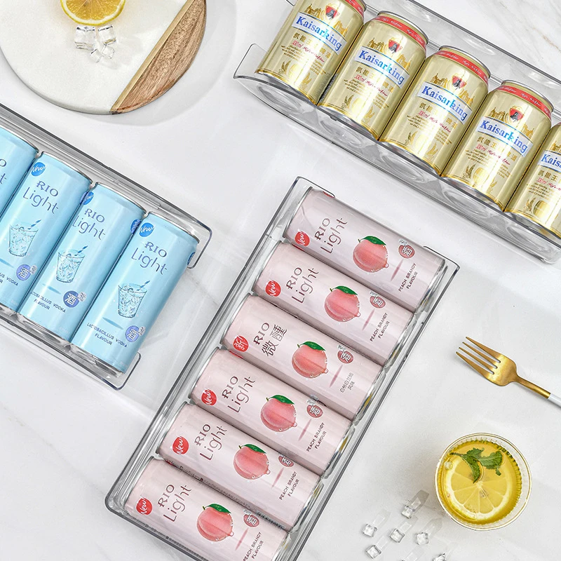 Kitchen Beverage Storage Rack Transparent Canned Fruit Dispenser Refrigerator Water Bottle Wine Bottle Storage Organizer