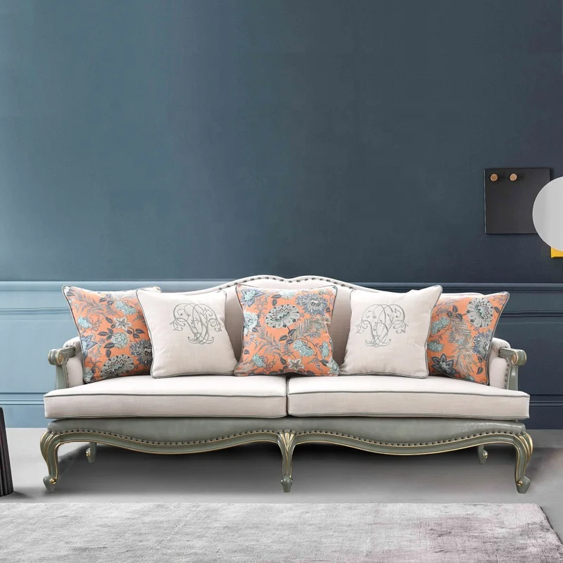 Factory direct price  Antique Classic American Style Linen Fabric Living Room Sofa