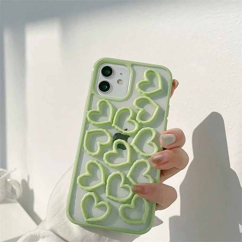 Модный 3D чехол INS с милым любовным сердцем для телефона iPhone 11 12 Pro Max X XR XS Mini 7 8 Plus SE 2020 противоударный мягкий эпоксидный бампер
