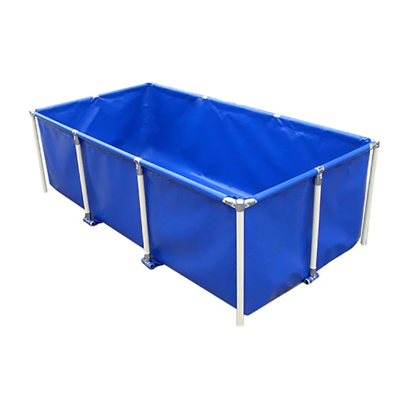 Eco-Friendly 4m*2m*0.8m Round Fish Farming Pond Tank Blue Green Waterproof PVC Tarpaulin Pool with Frame
