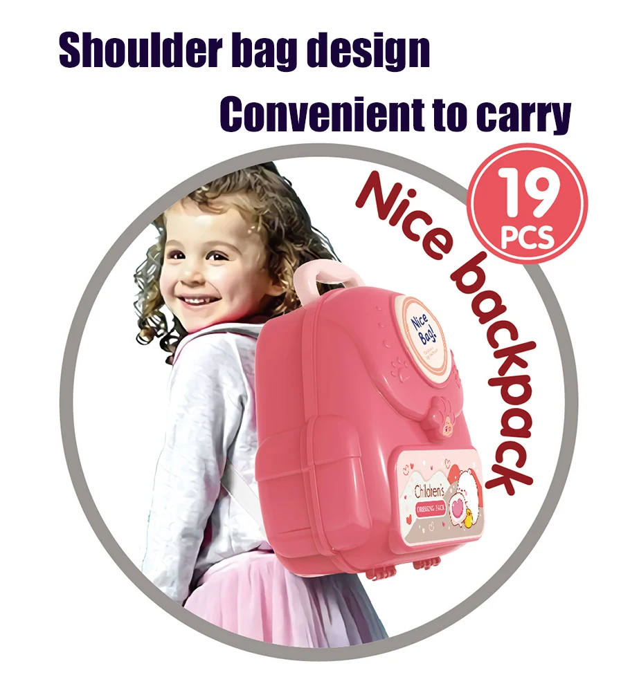 Hot Sale Pretend Play Cosmetics Make Up Toy Set Girls Make Up Kits Play House Toy Kit Portable Backpack With Light