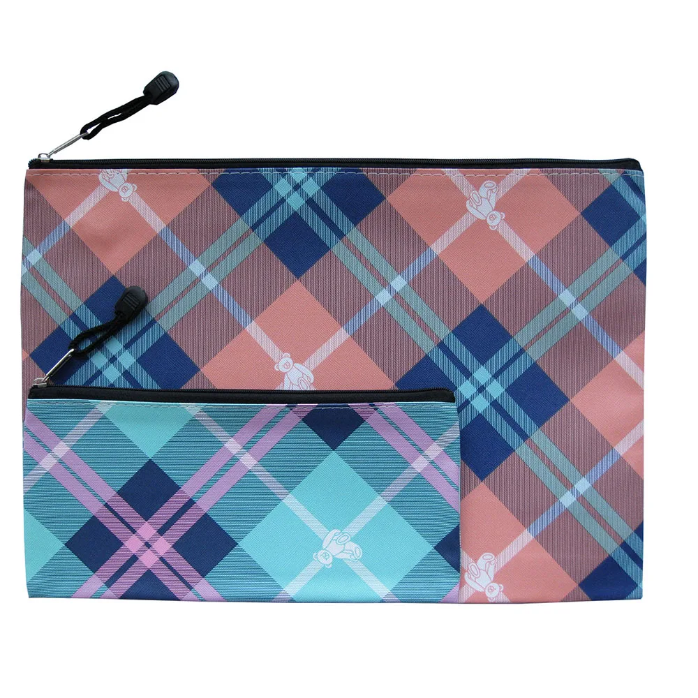 
Customized Logo Bear Leather Document File Bag Portable Storage Bag 