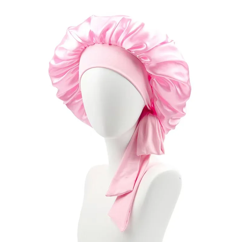 Solid color multicolor satin solid stretch ribbon shower makeup cap anti-knot beauty perm cap